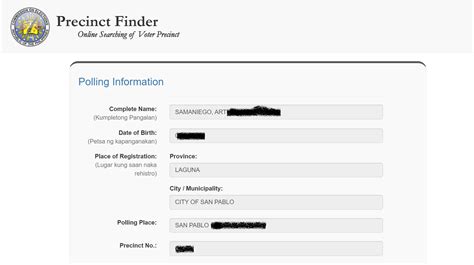COMELEC precinct finder now up and running .